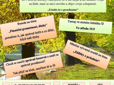 Program NZDM FREE Klub v září 